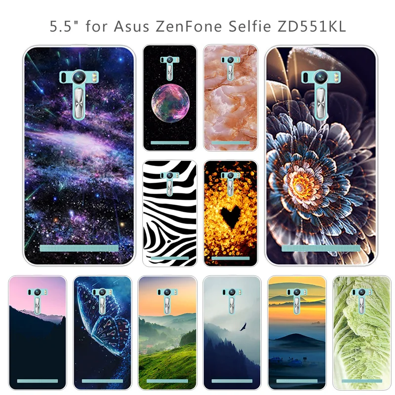 Силиконовый чехол для Asus Zenfone Selfie ZD551KL мягкий ТПУ телефона 5 дюйма чехлы Scenic Eagle