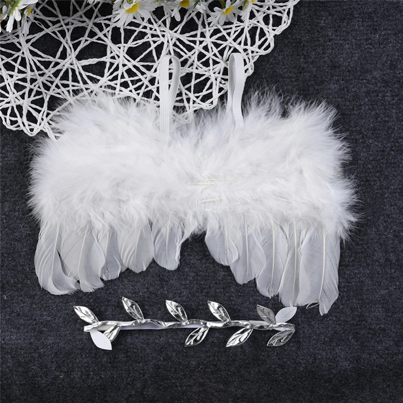 

New Baby Accessories Angel Wings Feather Wings Flower Lace Headband Baby Hat Newborn Photography Props Fotografia Hats For Girls