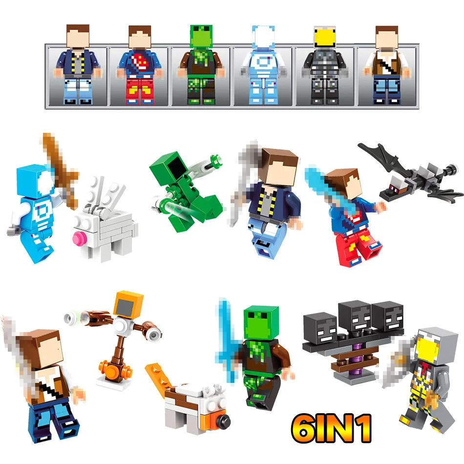 

My World Bricks Skin Pack Model Figures Compatible With LegoINGLYs Minecrafted Building Blocks Children Birthday Gift Toys