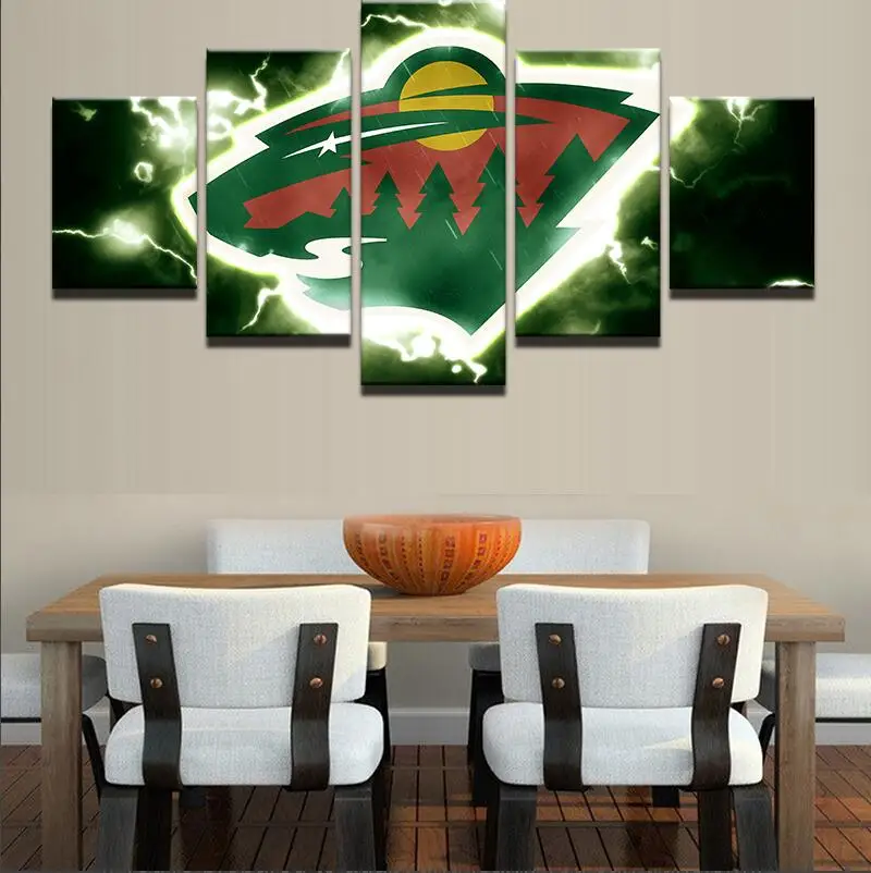 Современные на стене Книги по искусству модульная фотографии 5 Панель Хоккей Спорт для Гостиная Home Decor Абстрактная живопись на холсте - Цвет: Армейский зеленый
