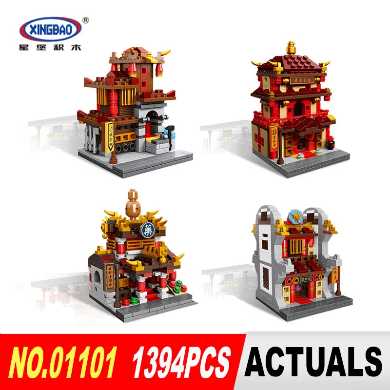 

Xingbao 01101 1394Pcs MOC Chinese architecture Series The Blacksmith shop Children Educational Building Blocks Bricks Toys Model