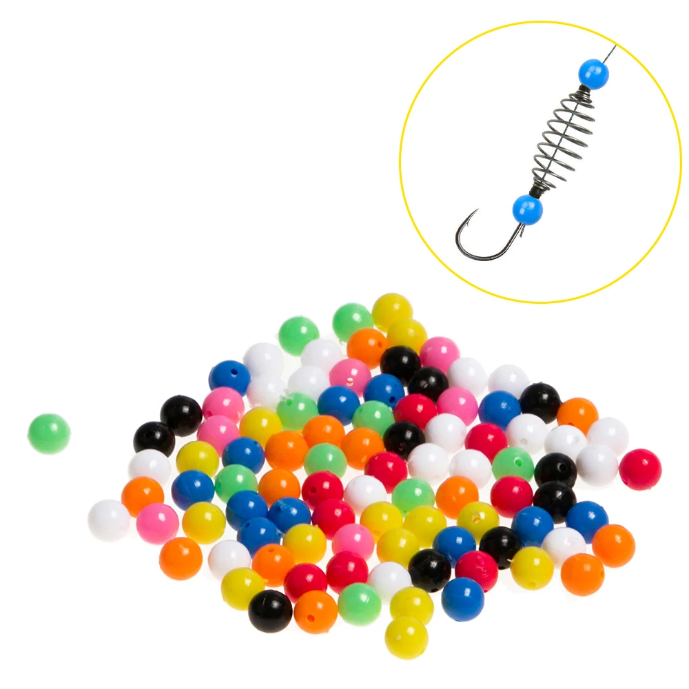 

100pcs Fishing Rigging Plastic Beads Round Colorful Fishing Beads Multiple Colors Mixed Bait Lures Carp Fishing Tackle Pesca