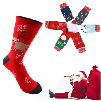 

Christmas Women Men Warm Cotton Socks Snowman Snowflake Deer Printed Socks Cute Xmas Gift