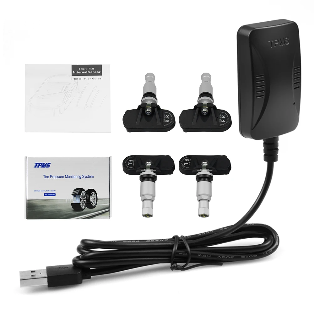 TPMS для Android автомобильный DVD автомобильная система контроля давления в шинах USB шина 4 внутренних датчика система мониторинга сигнализации 4 шт./комплект