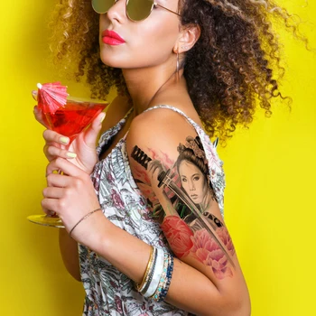 

Waterproof Temporary Tattoo Sticker Girl Knife Rose fake tatto flash tatoo tatouage temporaire big size body art for women femme