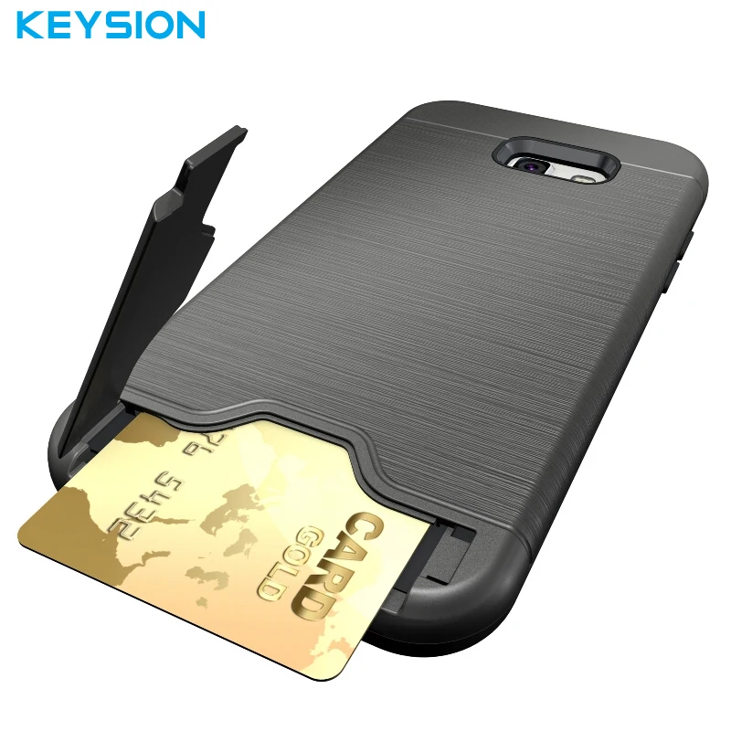 

Keysion Case For Samsung Galaxy A5 2017 A520 PC + Silicone Dual Layer Brushed Drawing Texture Builtin Stand Card Cover For A520