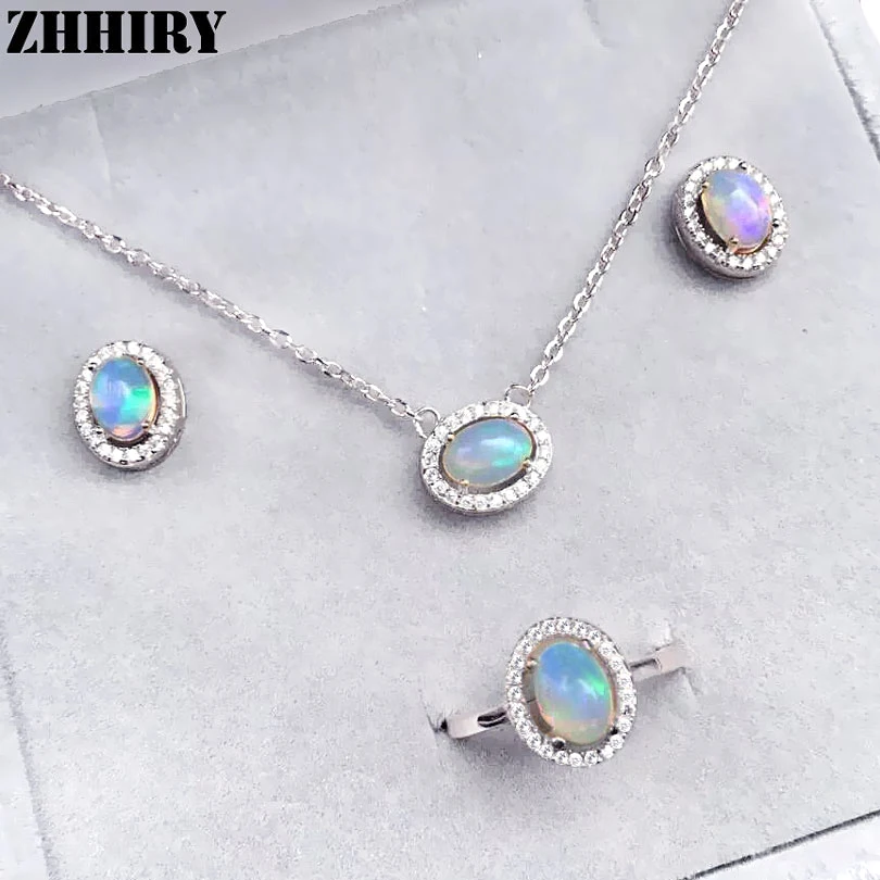 ZHHIRY Natural Fire Opal Women Jewelry Sets 925 Sterling Silver Ring Necklace Pendant Earrings Color Gemstone ZHHIRY Natural Fire Opal Women Jewelry Sets 925 Sterling Silver Ring Necklace Pendant Earrings Color Gemstone