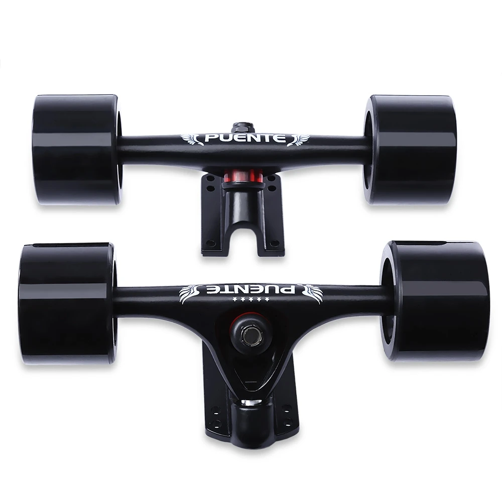 PUENTE New 2pcs/set Skateboard Truck with Skate Wheel Riser Pad Bearing