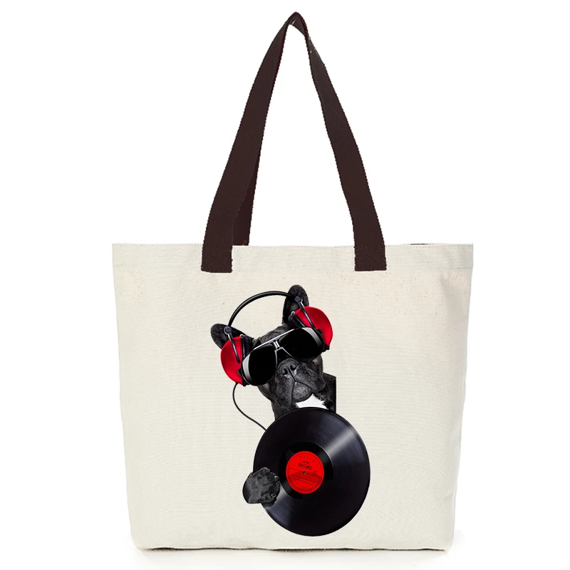 Origina cool dog series canvas custom tote bag customize eco bags diy logo shopping bag with logo  Dachshund Shepherd Dog Poodle (8)