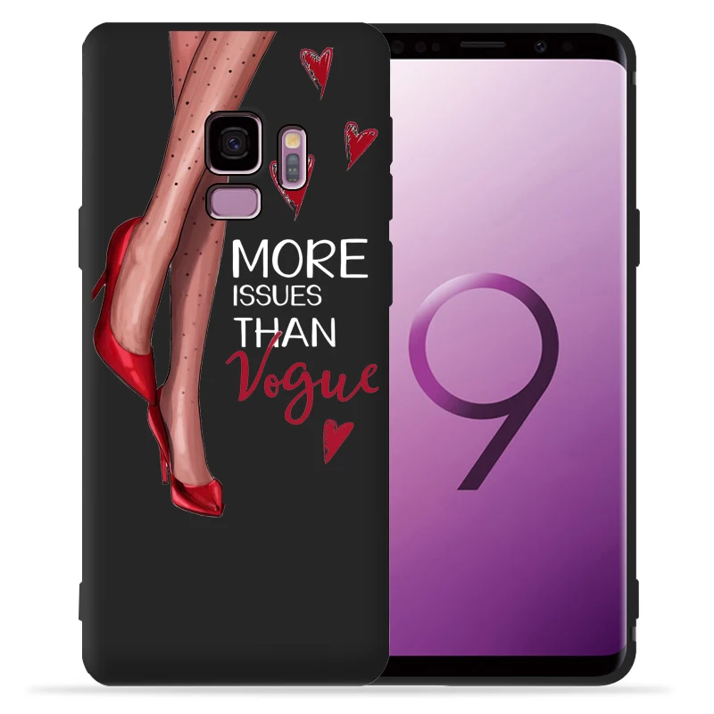 Модный чехол для девочек samsung Galaxy S9 S8 S10 Plus S7 S6 Edge S10 Lite Note9 8 высокий каблук кофейная Цветочная девушка чехол для телефона Etui - Цвет: 04