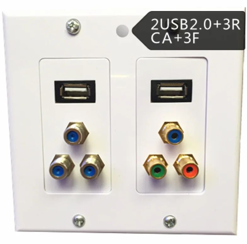 3F head coaxial signal +2USB 2.0+3RCA lotus audio and video free solder socket panel transmission multimedia | Обустройство дома