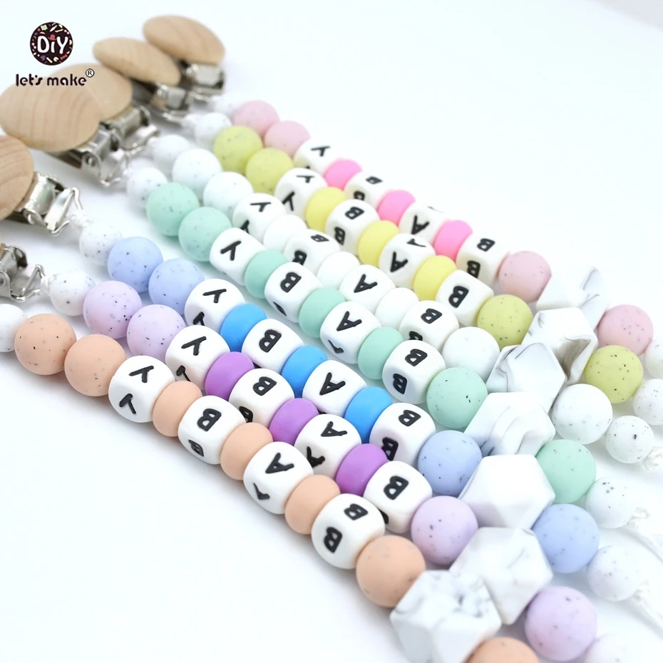 

Let's make Baby Nursing Accessorie Dummy Clip Chew Silicone Beads Round Wooden Pacifier Clips Teething DIY Jewelry Baby Teether
