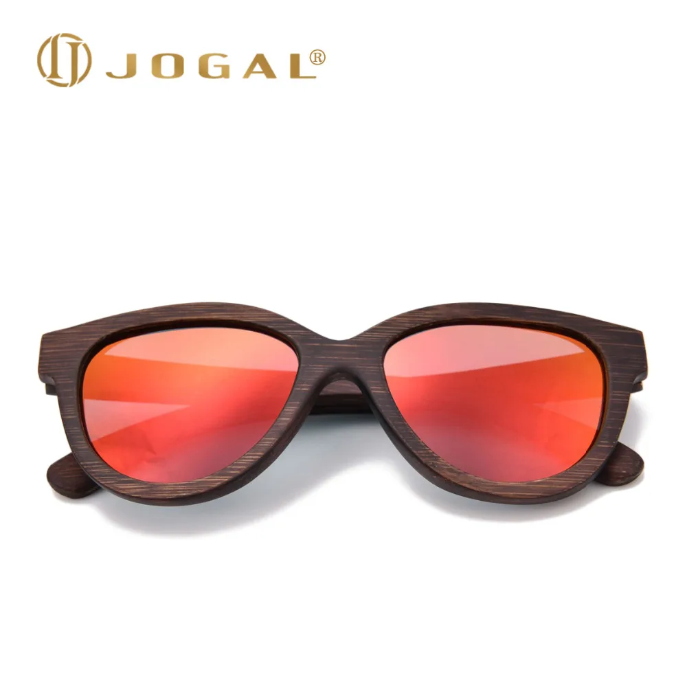 Jogal 100% натуральный бамбук Деревянные Солнцезащитные очки для женщин ручной работы Поляризованные Кошачий глаз Оптические стёкла очки Для