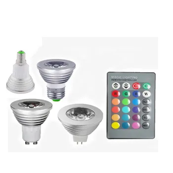

GU10 LED Lamp E27 E14 110V 220V RGB Spotlight Lampada MR16 12V LED light Christmas Bombillas With 24keys Remote 16color changing