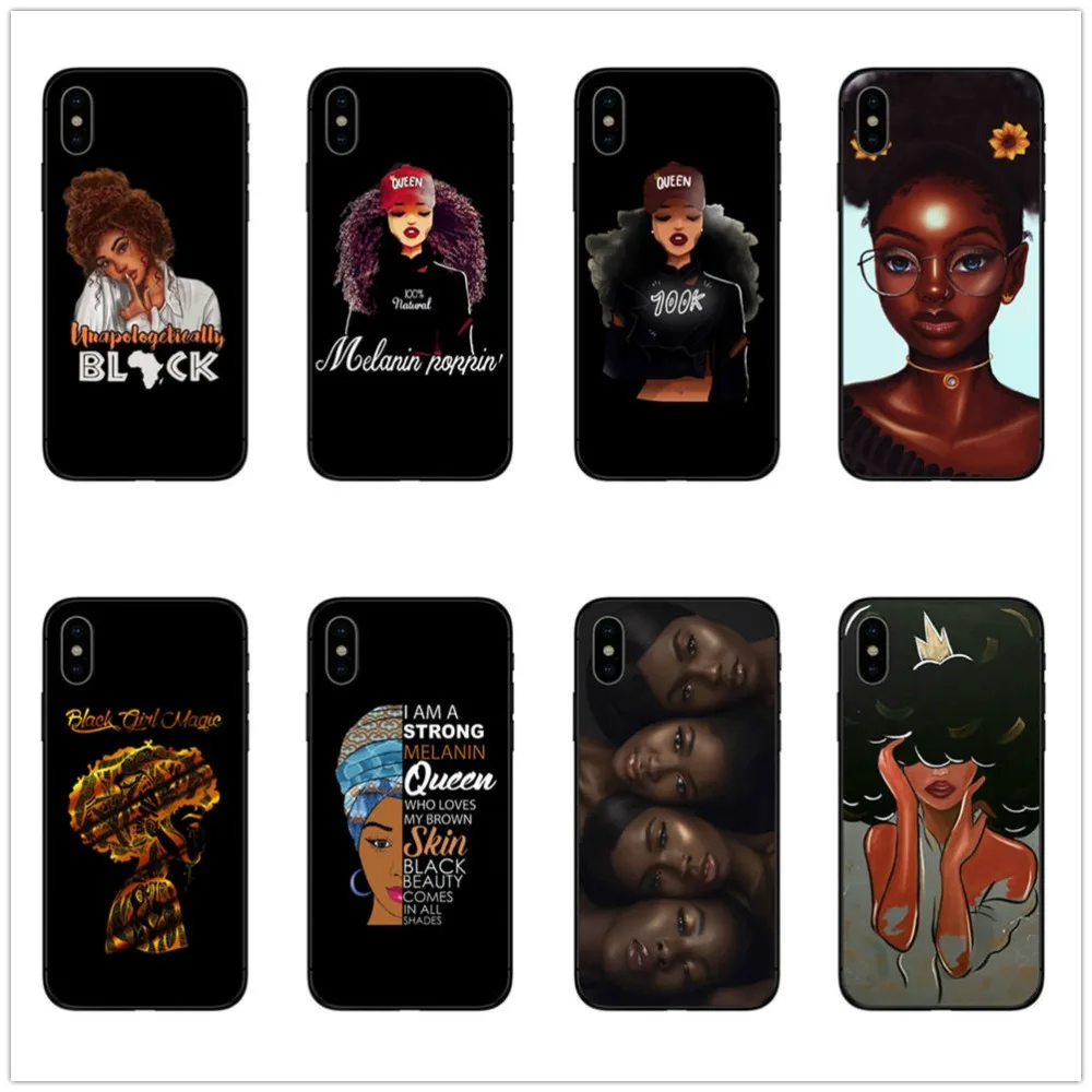 

For iphone xr case Melanin Poppin black girl soft phone case cover for 6 6S 7 8 Plus 5 5S SE 10 X XR XS MAX curly hair shell