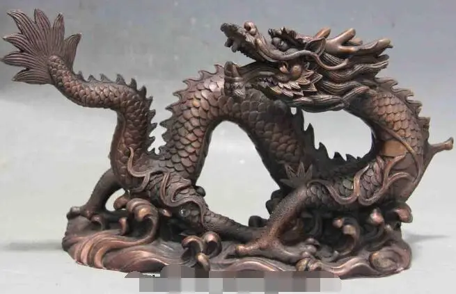 

S05875 Chinese Red Copper Bronze Feng Shui Zodiac Lucky Auspicious Dragon Art Statue