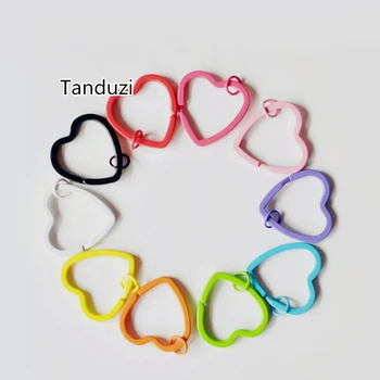 

Tanduzi Wholesale 100PCS Kawaii Color Painted Key Ring DIY Accessory Metal Heart Shaped Key Ring For Keychain 30MM