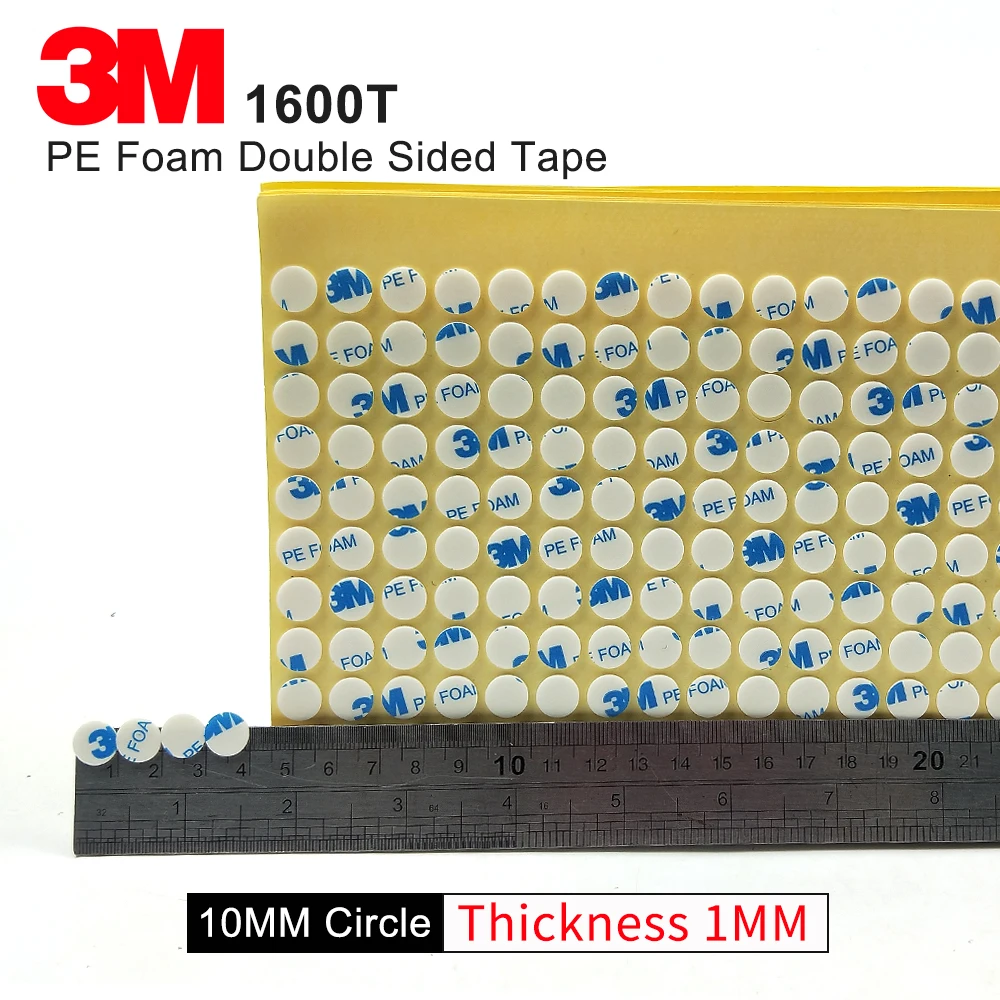 3M 1600T высечки два Уход За Кожей Лица Скотч PE(вспененная)/белого цвета/толщина 1 мм/10 мм круг/мы можем высечки до любого размера