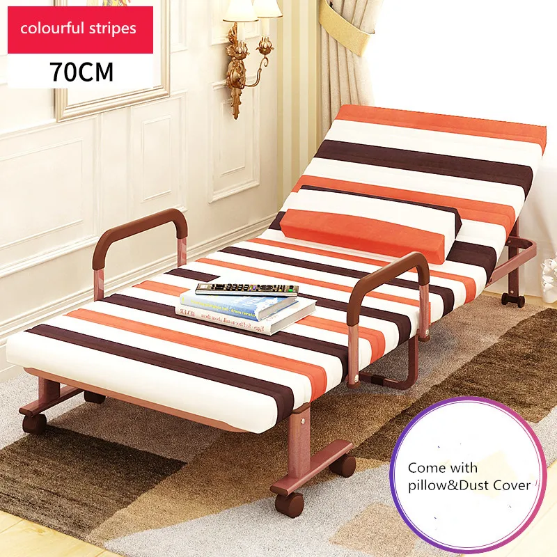 70cm Wide Folding Rollaway Bed Adjustable Guest Bed Chaise Lounge Chairs with Mattress and Pillow Bedroom Furniture Folding Bed