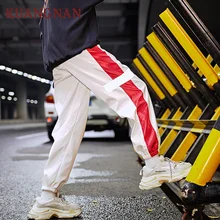 KUANGNAN, светоотражающие штаны длиной до щиколотки, мужские спортивные штаны для бега, хип-хоп штаны-шаровары, Мужская Уличная одежда,, Мужские штаны, повседневные, XXXL