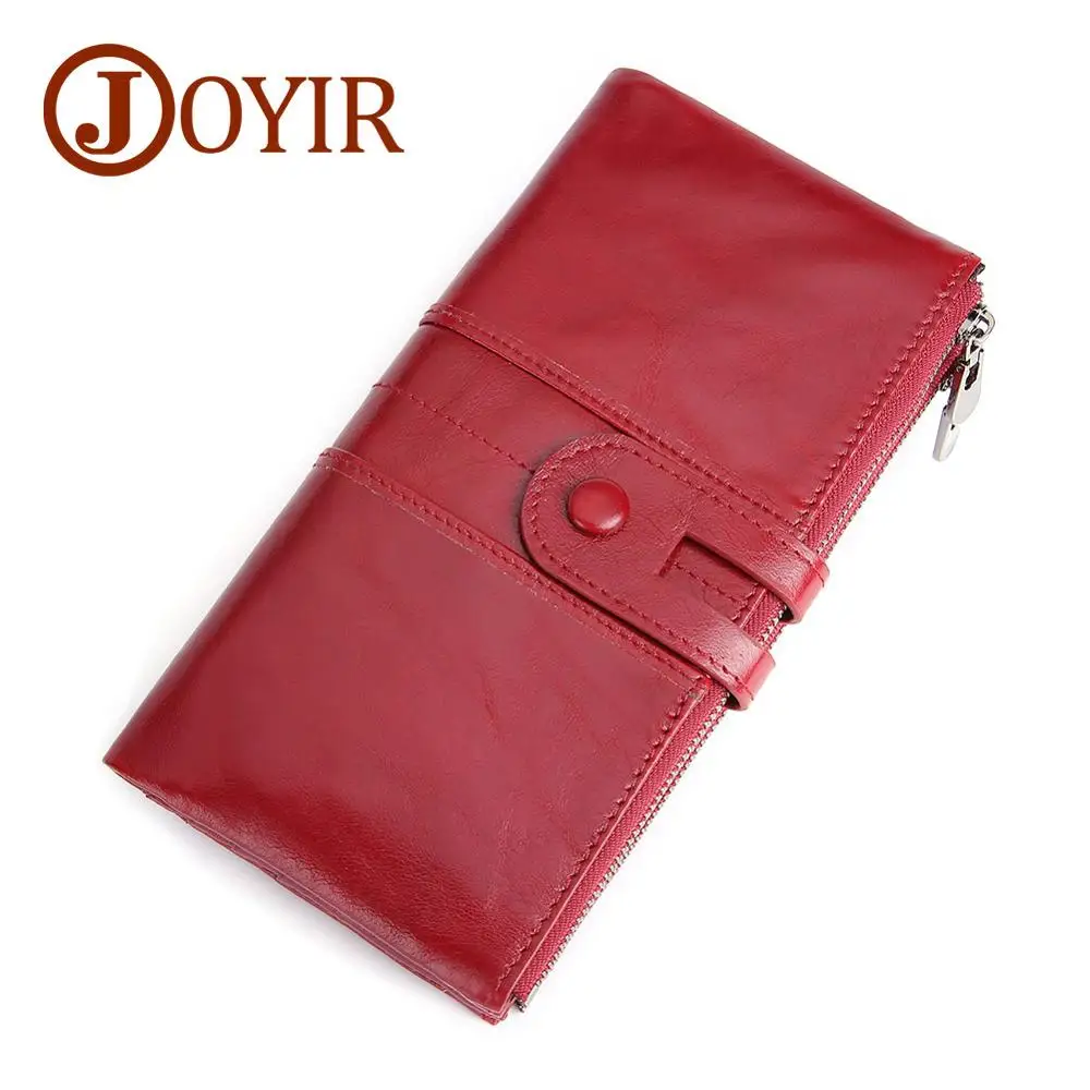 Joyir из натуральной кожи Rfid Для женщин кошелек леди большой женский кошелек портмоне Для женщин кошелек карман для сотового телефона клатч для денег удобный - Цвет: Red