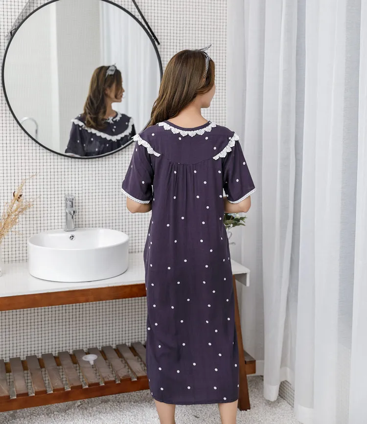 Fdfklak 2018 летние цветочные ночные рубашки для Для женщин хлопка ночь носить спальный платье Ночная рубашка пижамы для женщин; Большие размеры
