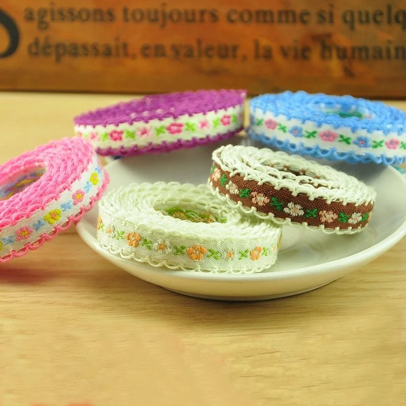 

#164 Beautiful Candy Color Flower cotton Lace Fabric Sewing Applique satin ribbon lace ribbon Embroidered Lace Webbing