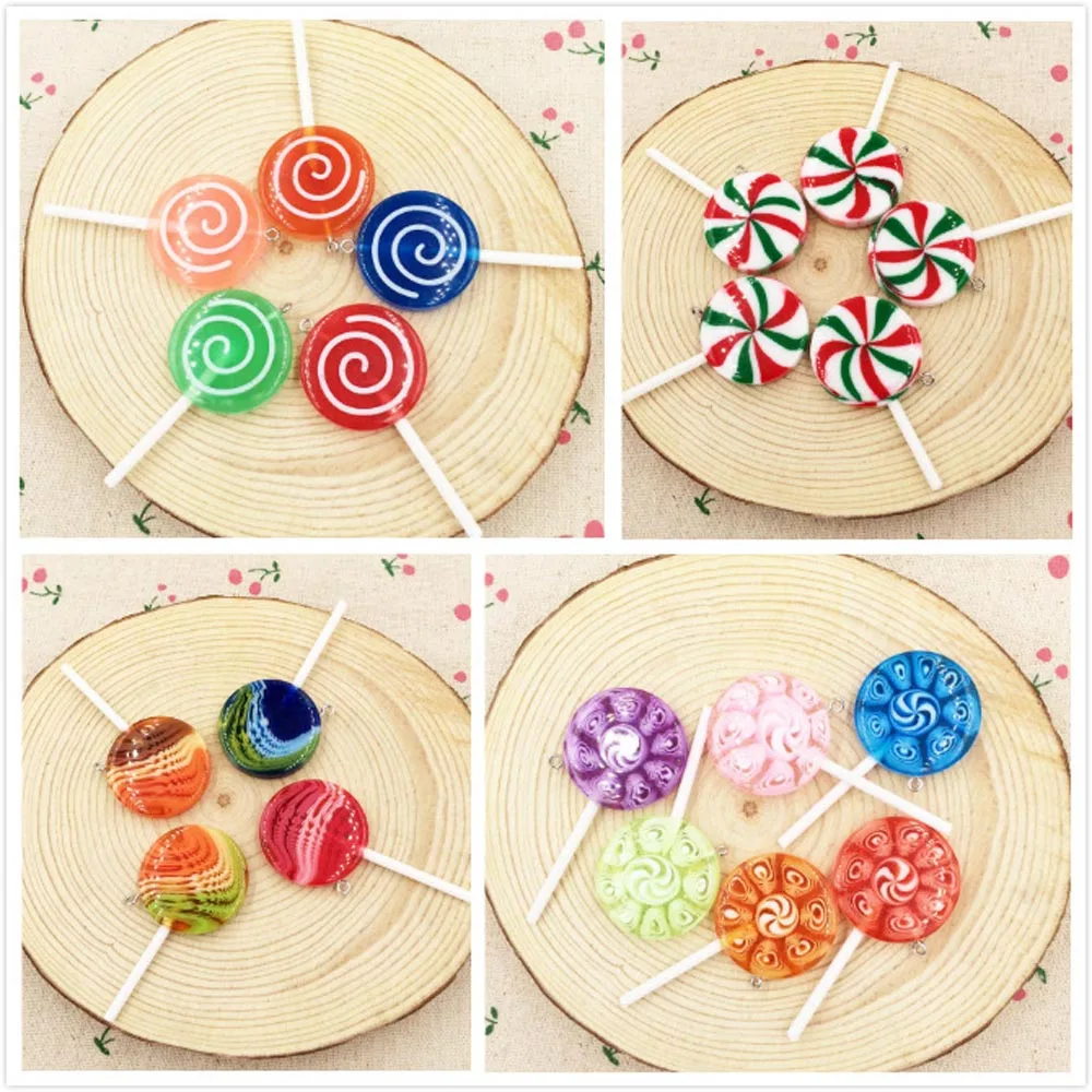 

Kawaii Fake Rainbow Mini Lollipop Decoration Resin Cabochon Flat Back Scrapbooking Hair Bow Embellishments DIY Craft 30*55mm