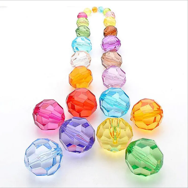 

Wholesale 6/8/10/12mm Round Spacer Faceted beads Acrylic DIY beads For Women Bracelet bangle Jewelry Making Z532