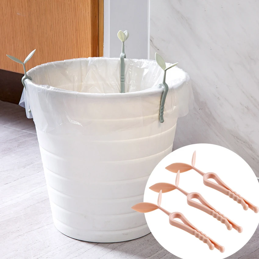 Creative 3Pcs/set Green Bud Practical Trash Can Clamp Plastic Garbage