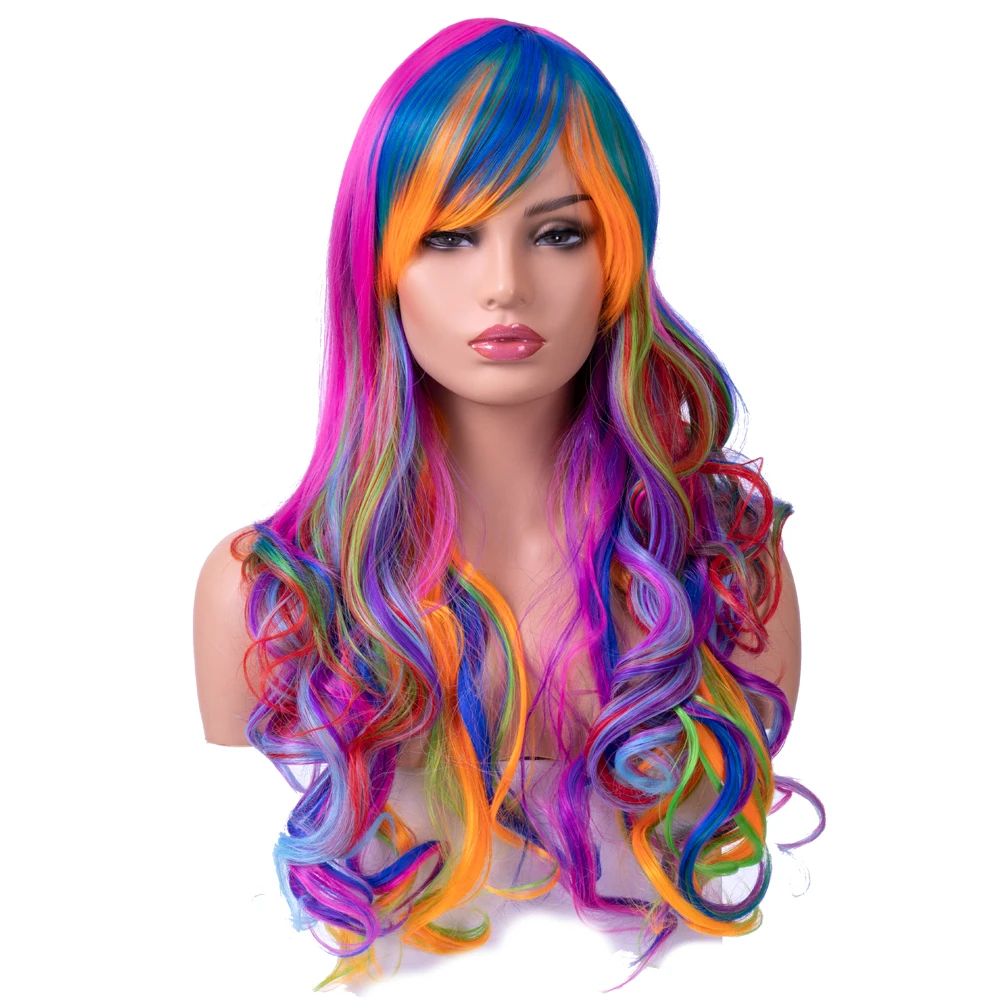 Cheap Synthetic Cosplay Wig Party Wig Multi Color For Adult And