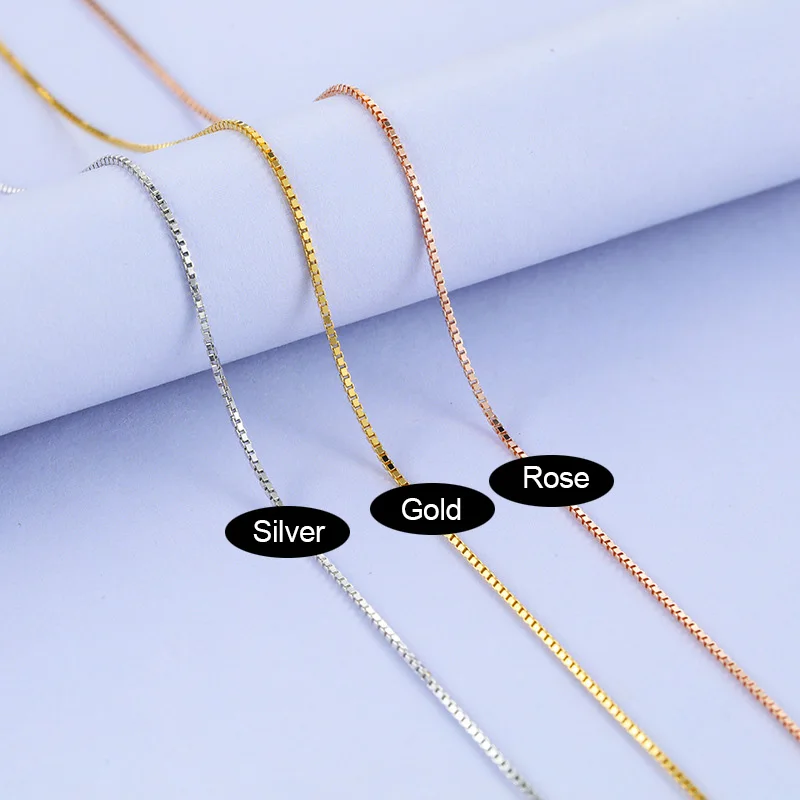 Trustdavis 925 Sterling Silver Jewelry Box Chain Collarbone Chain Short Necklace For Women Silver 925 Jewelry DC07