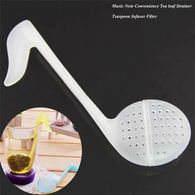 

Modern Design Plastic Tea Herb Filter Infuser Strainer Teabag Jumping Musical Note Lifestyle Tea Spoon-Color White
