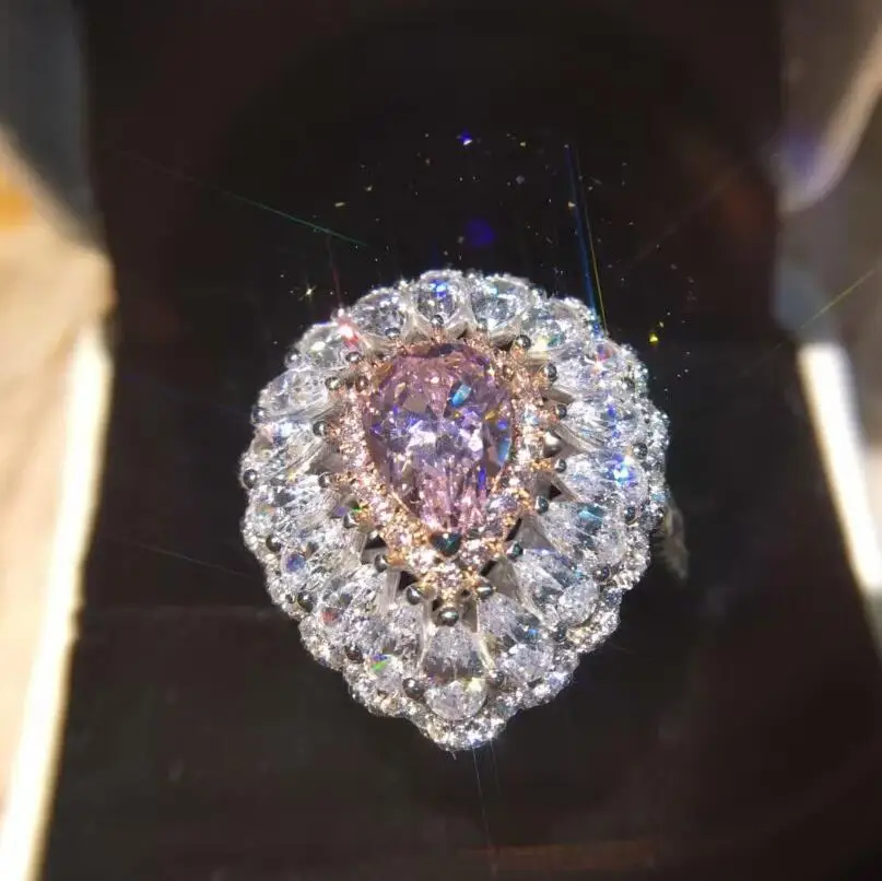 

Pure Silver Deluxe Pear Shaped S925 Ring Main Drill 3 Carat Valentines Day Gift Customized Models (MA)