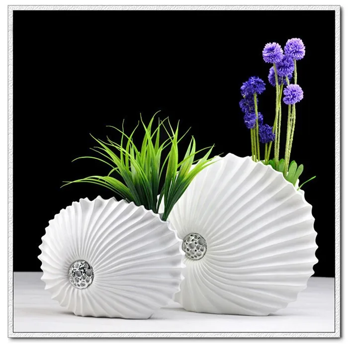 Popular Flower Vase Home Decor Seashell Resin Vase In Vases From