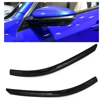 

beler 2x Black ABS Plastic Carbon Fiber Texture Rearview Side Mirror Strip Cover Trim For Honda Civic 2016 2017 Car Styling