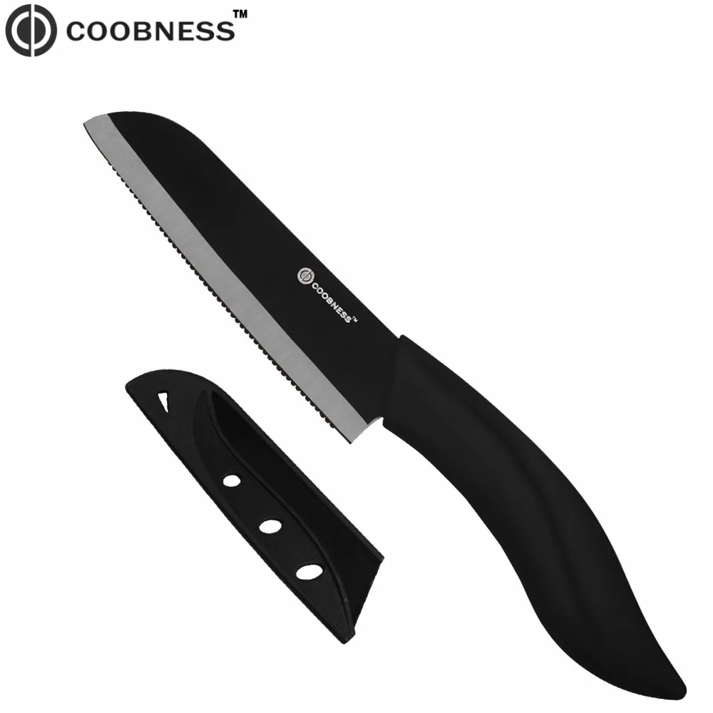 COOBNESS Brand Exquisite Black Kitchen Knife New 5 inch Santoku Ceramic