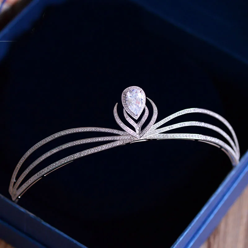 New Arrival water drop zircon princess Tiaras Fashion Silver