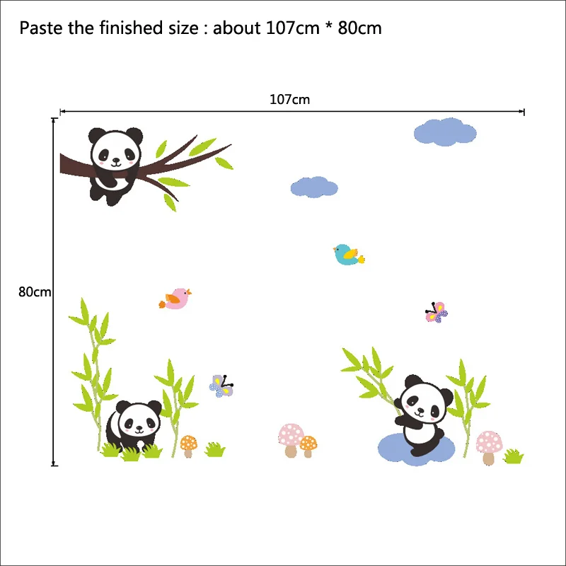 Мультяшная панда жизнь животные настенные стикеры s для детей детские комнаты детские украшения Фреска художественные наклейки домашний декор милые наклейки