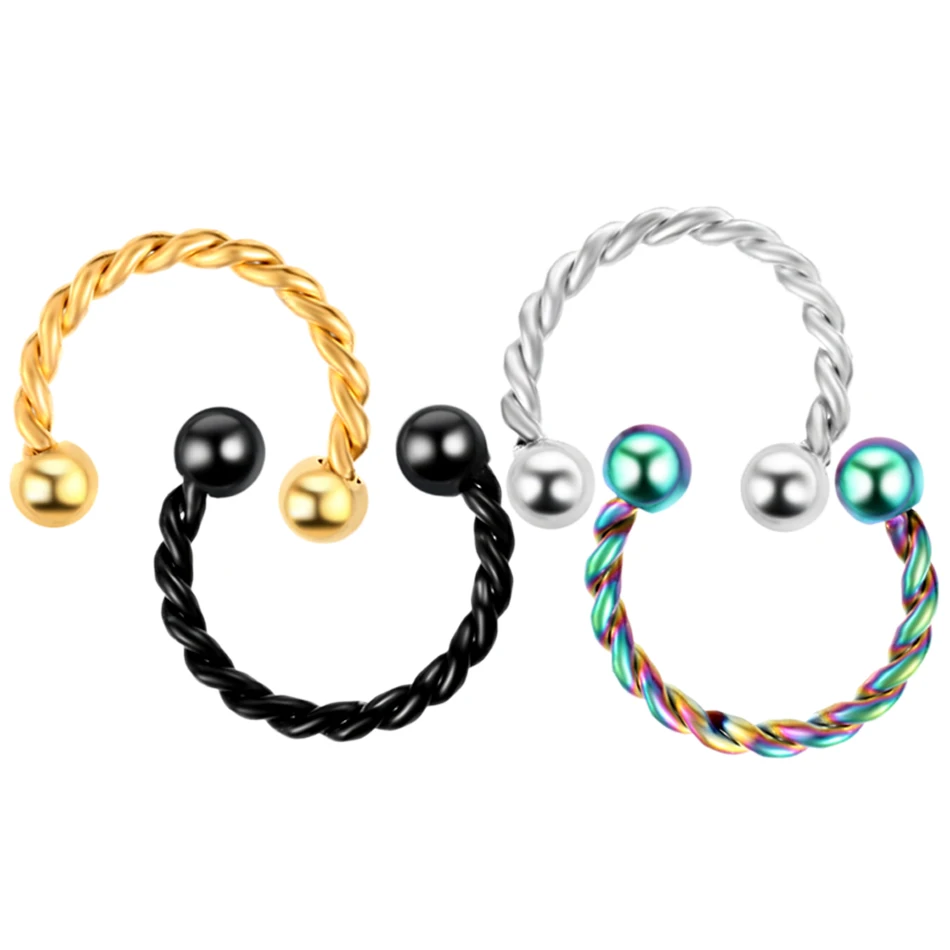 

1PC Steel Indian Nose Ring Piercing Septum Septo Fake Nose Ring Faux Earring Nose Ring Pircings Septum Fake Body Jewelry