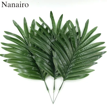 

50Pcs Large Palm Artificial Fake Monstera Palm tree Leaves Green Plastic Leaf Wedding DIY Decoration Cheap Flowers Leaves Plant