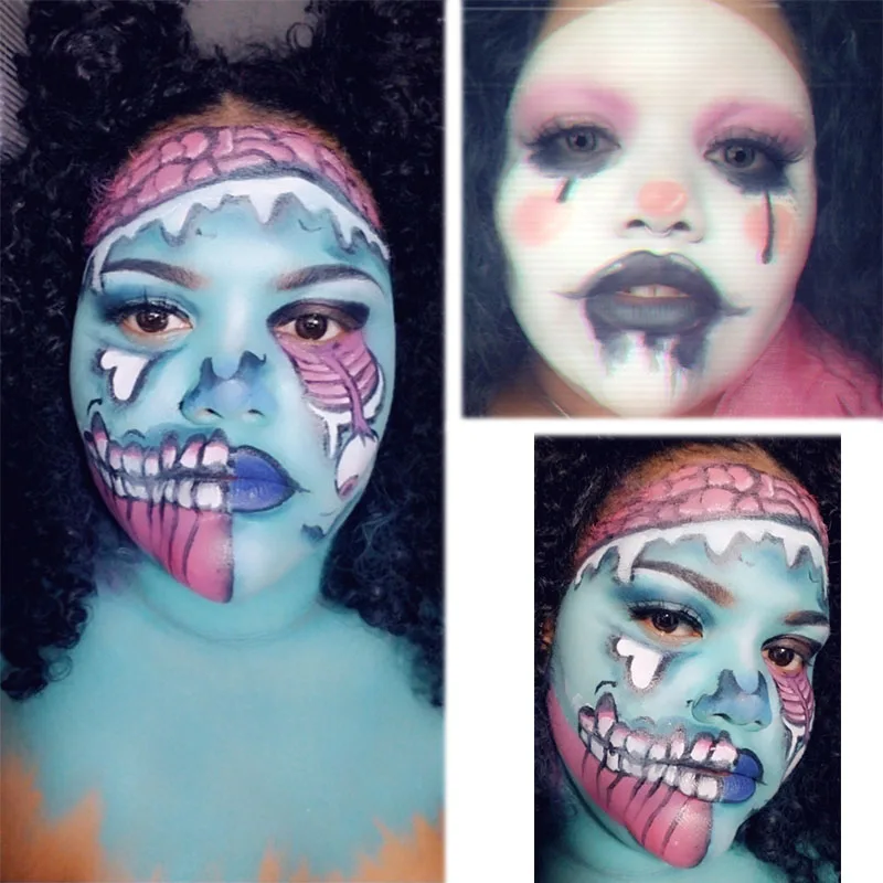 Pintura a Óleo da Arte do Corpo Conjunto de Maquiagem Corporal à Prova Dia das Bruxas Pintura Facial Efeitos Especiais Estágio Maquiagem Tatuagem Henna Falso Sangue Dwaterproof Água 3 Pintura de corpo