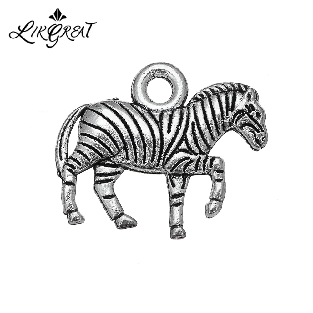 

LIKGREAT 9pcs/lot Nature Animal Series Charm Small Cute Antique Silver Color Zebra Floating Charm Pendant for Jewelry Making