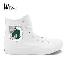 Вэнь кроссовки Мужские Женские вулканизированные туфли дизайн Атака Титанов военная полиция полк логотип неподвижный корпус парусиновые плимсоллы