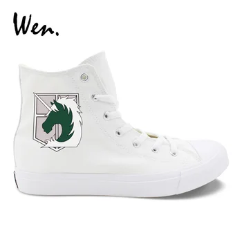 

Wen Sneakers Man Woman Vulcanize Shoes Design Attack on Titan Military Police Regiment Logo Stationed Corps Canvas Plimsolls