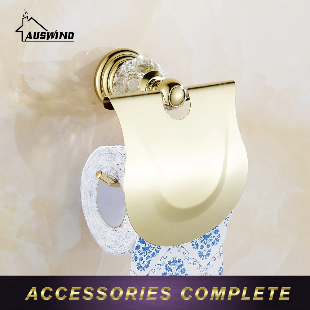 Antique Gold Brass Polished Bathroom Hardware Set Crystal Bathroom Accessories Set Er1 Clear Crystal Makes Bathroom Luxury