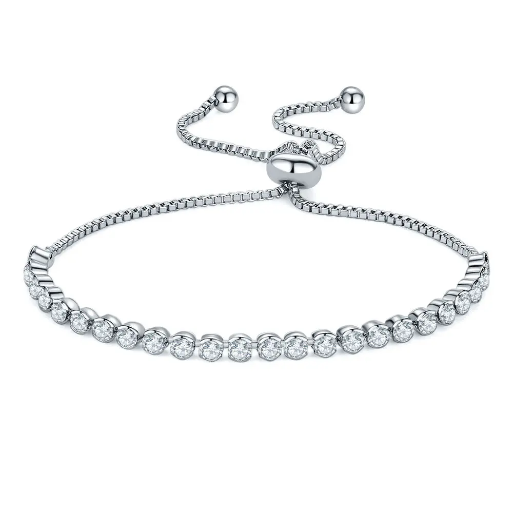

Virgooer Cubic Zirconia Tennis Bracelet & Bangles For Women Silver Color Princess CZ Lady Wedding Jewelry Gifts Pulseras Mujer