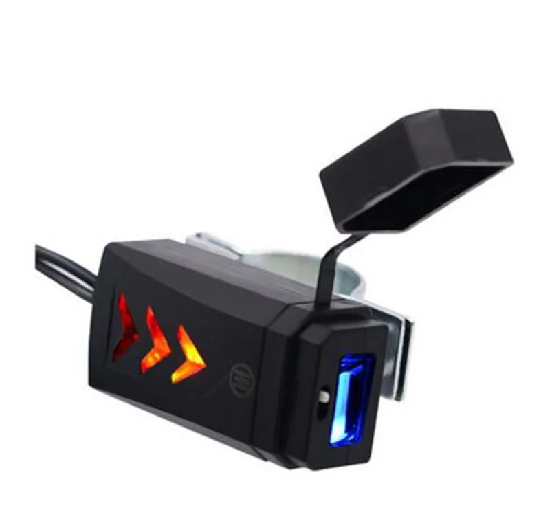 WUPP водонепроницаемый пыленепроницаемый 5V адаптер 2.1A DC 12-24V Moto USB зарядное устройство с переключателем для телефона/gps разъем питания - Название цвета: Черный