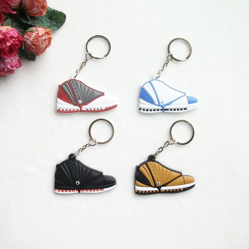 

Mini Silicone Jordan 16 Keychain Bag Charm Woman Men Kids Key Ring Gifts Sneaker Key Holder Pendant Accessories Shoes Key Chain
