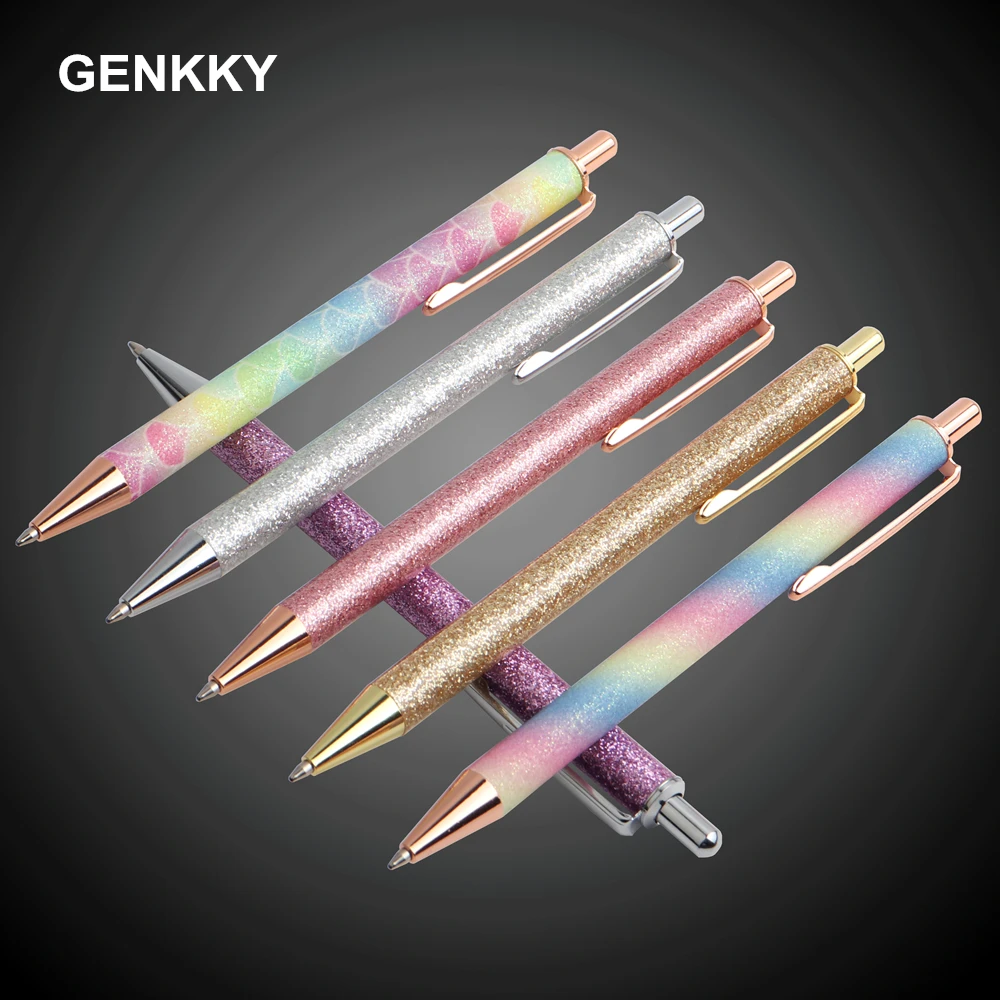 

1PCS GENKKY 2019 Ballpoint Pen luxury Gift Ball Pens For School Office Stationery 6Colors To Choose Ink Black Blue Press Style